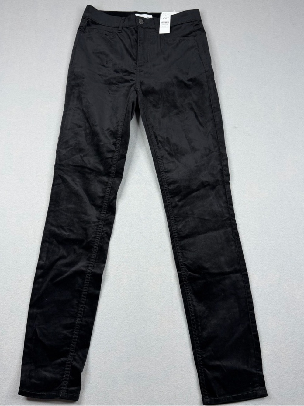 LOFT The Skinny Velour Jeans 26 Tall Black High Rise NWT 32” Inseam